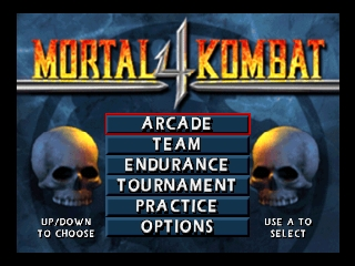 Mortal Kombat 4 title screen for Nintendo 64